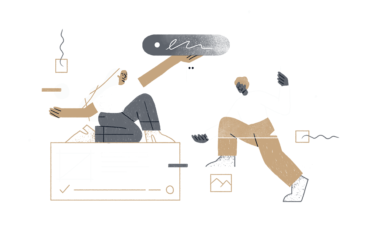 Illustration of characters building a website